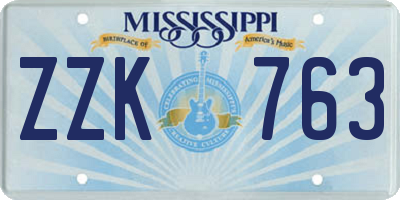 MS license plate ZZK763