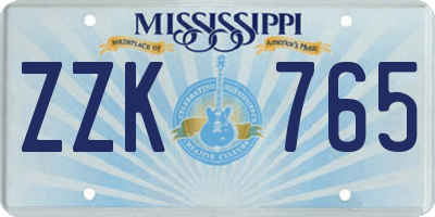 MS license plate ZZK765