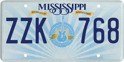 MS license plate ZZK768