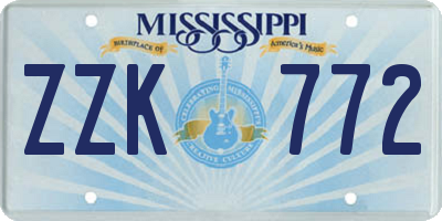 MS license plate ZZK772