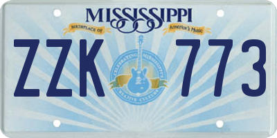 MS license plate ZZK773