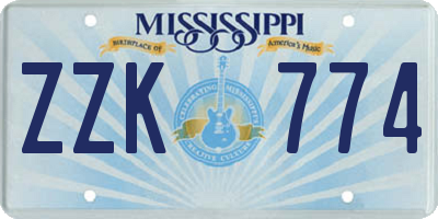 MS license plate ZZK774