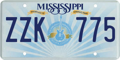 MS license plate ZZK775