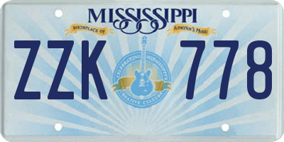 MS license plate ZZK778