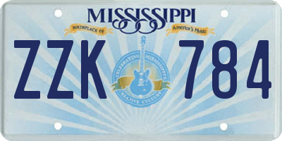 MS license plate ZZK784