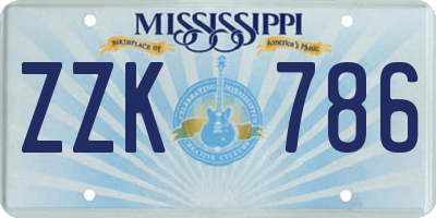 MS license plate ZZK786