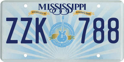MS license plate ZZK788