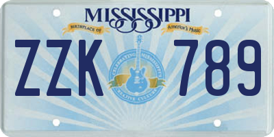 MS license plate ZZK789