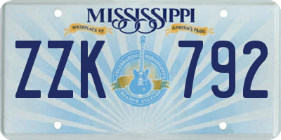 MS license plate ZZK792