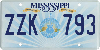 MS license plate ZZK793