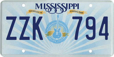 MS license plate ZZK794