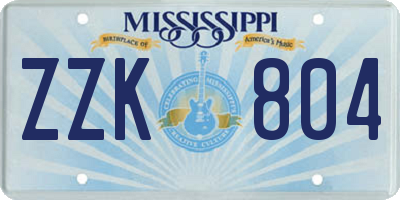 MS license plate ZZK804