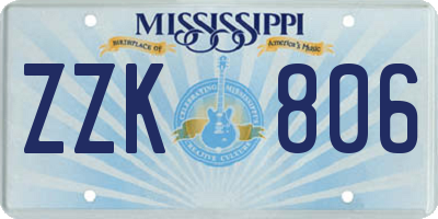 MS license plate ZZK806