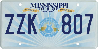 MS license plate ZZK807