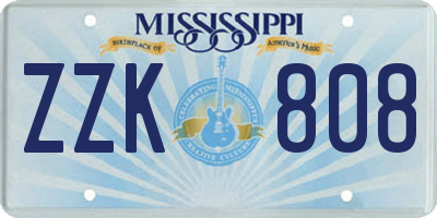 MS license plate ZZK808