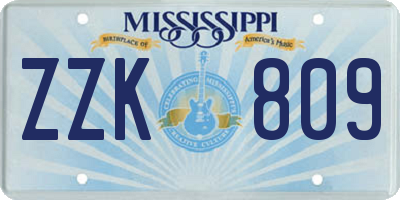 MS license plate ZZK809