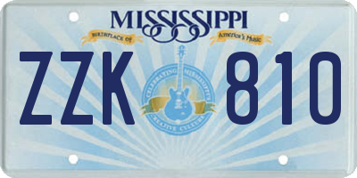 MS license plate ZZK810