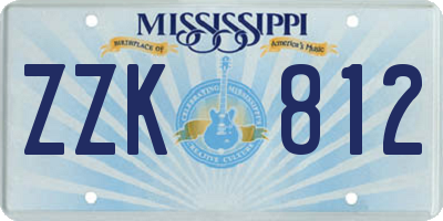 MS license plate ZZK812