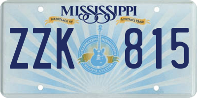 MS license plate ZZK815