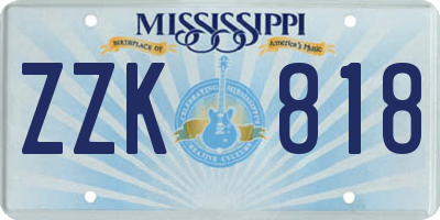 MS license plate ZZK818