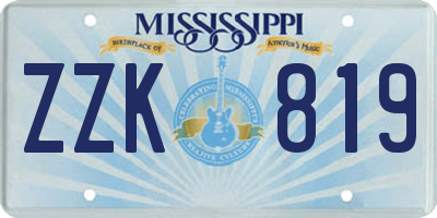 MS license plate ZZK819