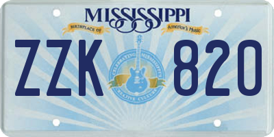 MS license plate ZZK820