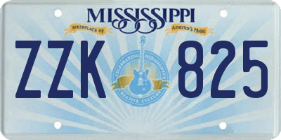 MS license plate ZZK825