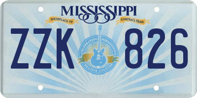 MS license plate ZZK826