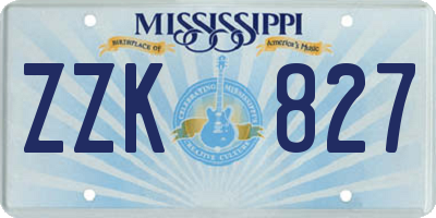 MS license plate ZZK827