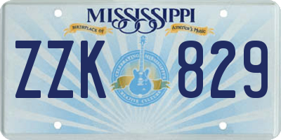 MS license plate ZZK829