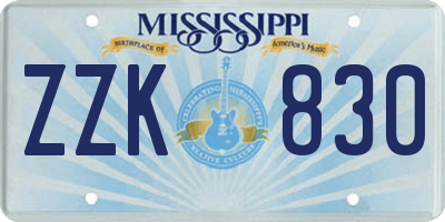 MS license plate ZZK830