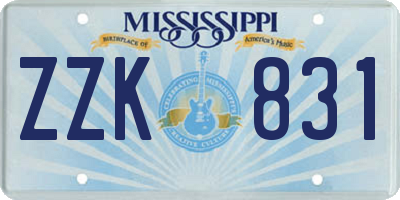 MS license plate ZZK831