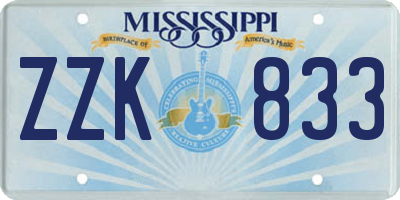 MS license plate ZZK833