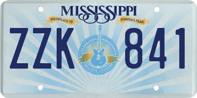 MS license plate ZZK841