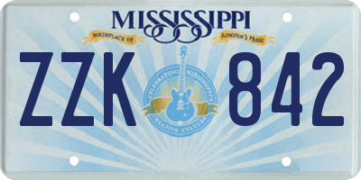 MS license plate ZZK842