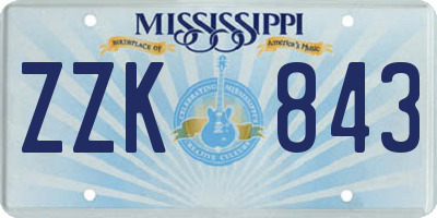 MS license plate ZZK843