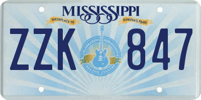 MS license plate ZZK847