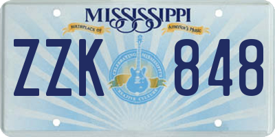 MS license plate ZZK848