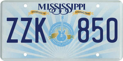 MS license plate ZZK850