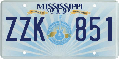 MS license plate ZZK851