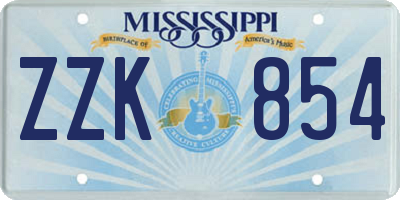 MS license plate ZZK854