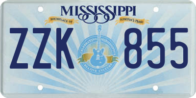 MS license plate ZZK855