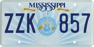 MS license plate ZZK857