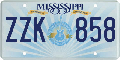 MS license plate ZZK858