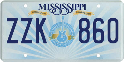 MS license plate ZZK860