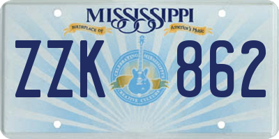 MS license plate ZZK862