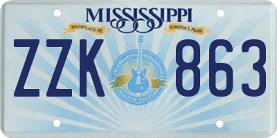 MS license plate ZZK863