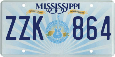 MS license plate ZZK864