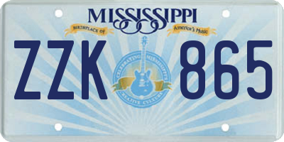 MS license plate ZZK865
