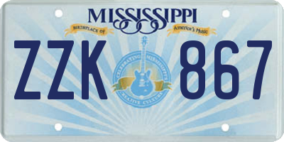 MS license plate ZZK867